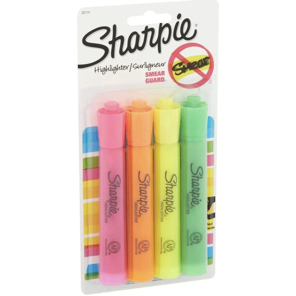 2x Sharpie Tank Style Highlighters Chisel Tip Assorted 4ct Each